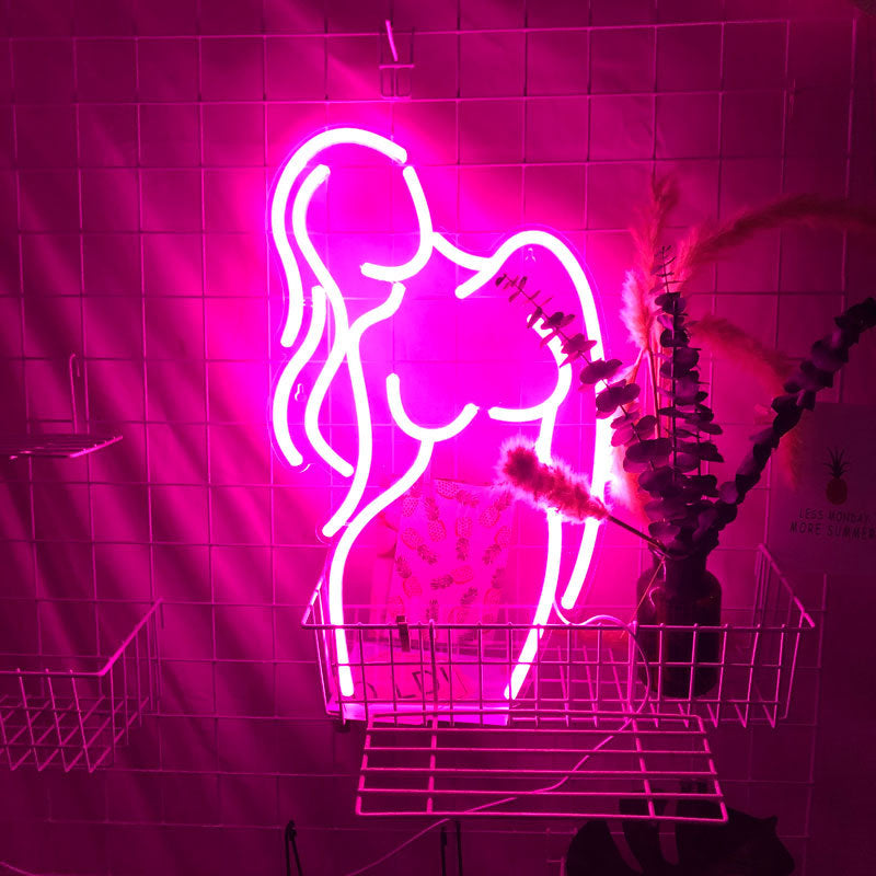 Acrylic Lady LED Neon Sign Lights Wall Hanging Bar Decor