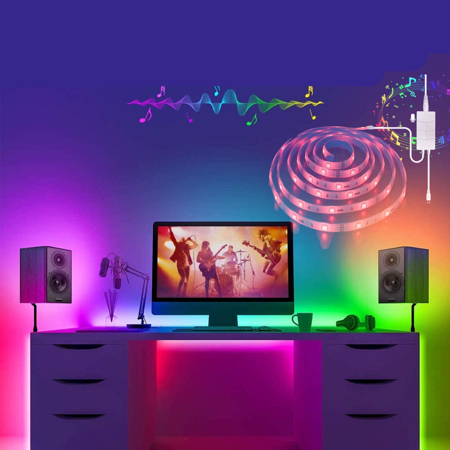 WiFi USB light with 5V Graffiti Light With DIY Music TV Light With Alexa Voice Control