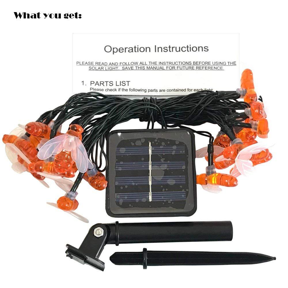 Solar New String Lights 20Led Little Bee Christmas Lanterns Flashing Lights