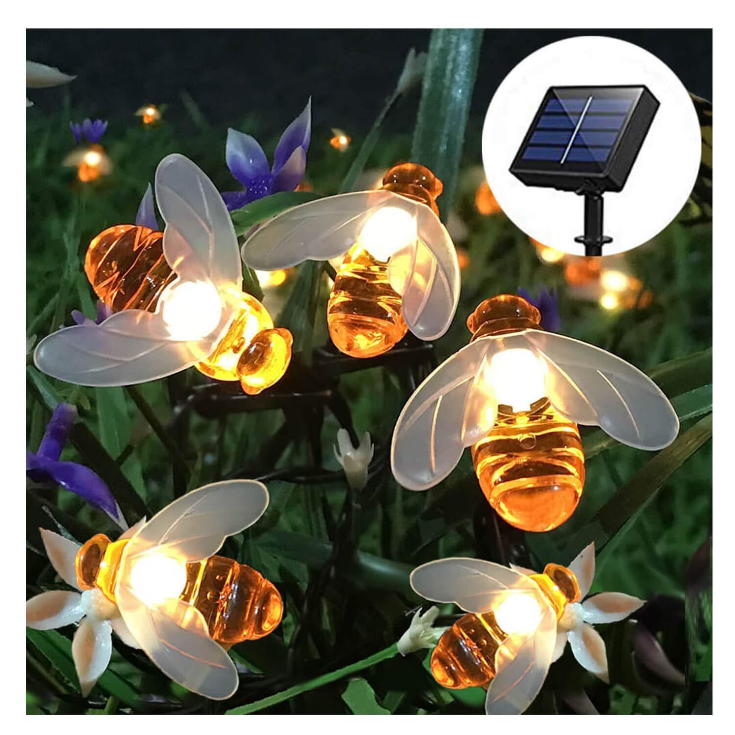 Solar New String Lights 20Led Little Bee Christmas Lanterns Flashing Lights