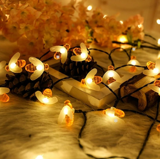 Solar New String Lights 20Led Little Bee Christmas Lanterns Flashing Lights