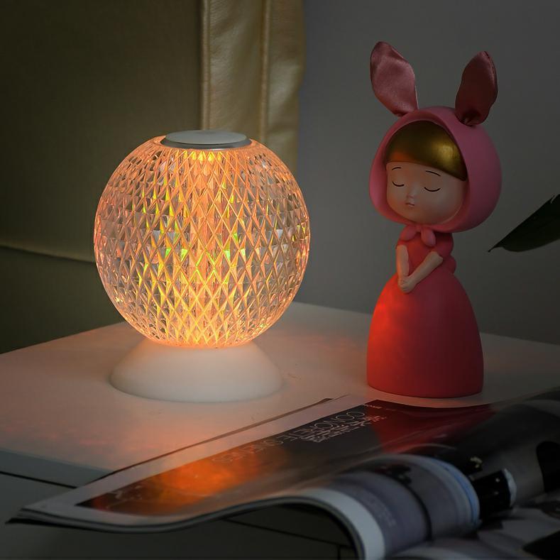Acrylic Crystal LED Bedside Lamp RGB Touch Switch Desk Lamp