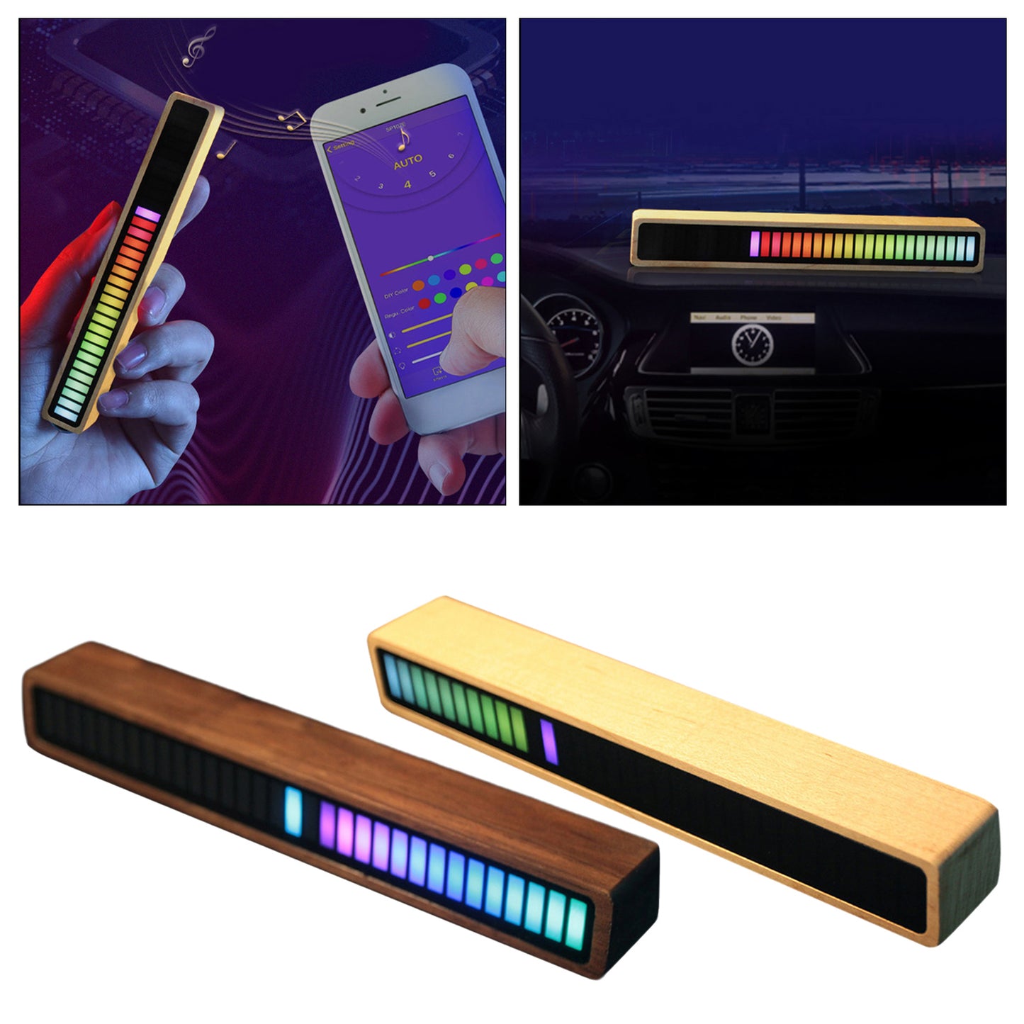 Solid Wood Bluetooth Voice Control Pickup Rhythm Lights Music