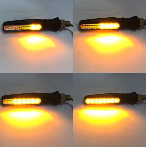 Newest 4x Universal flowing water flickering led motorcycle turn signals