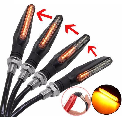Newest 4x Universal flowing water flickering led motorcycle turn signals