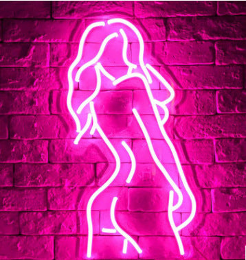 Acrylic Lady LED Neon Sign Lights Wall Hanging Bar Decor