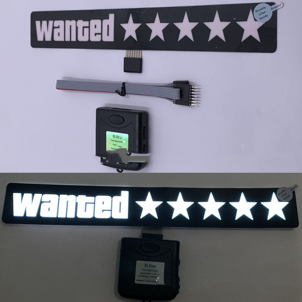 Wanted Car Windshield Glow Panel Electric Marker Lamp LED Decoration