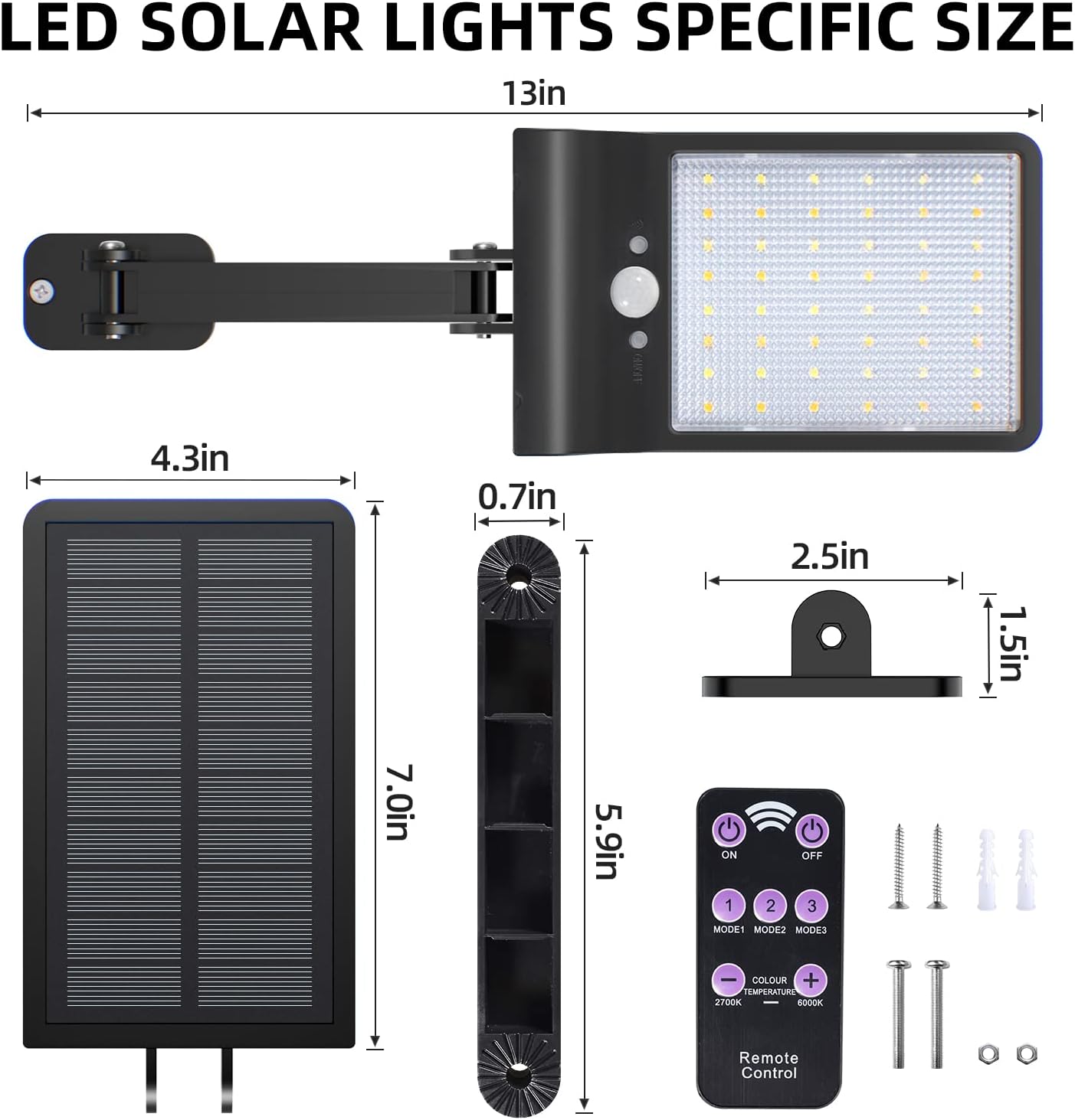 2 Pack Outdoor Solar Flood Lights Wireless 48 LED Waterproof Sensor Light