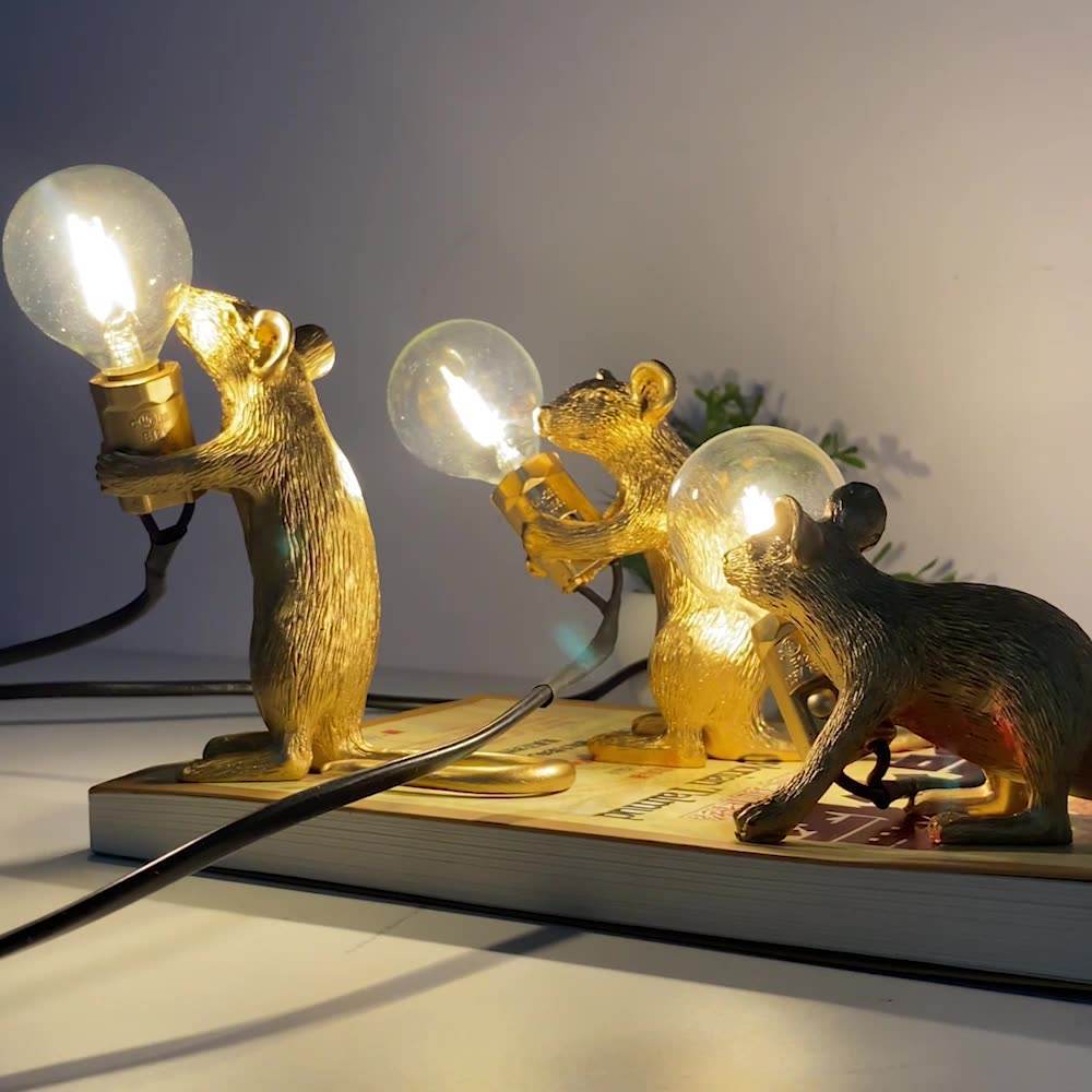 Creative Nordic Resin Mouse Table Lamp Desk LED Lights