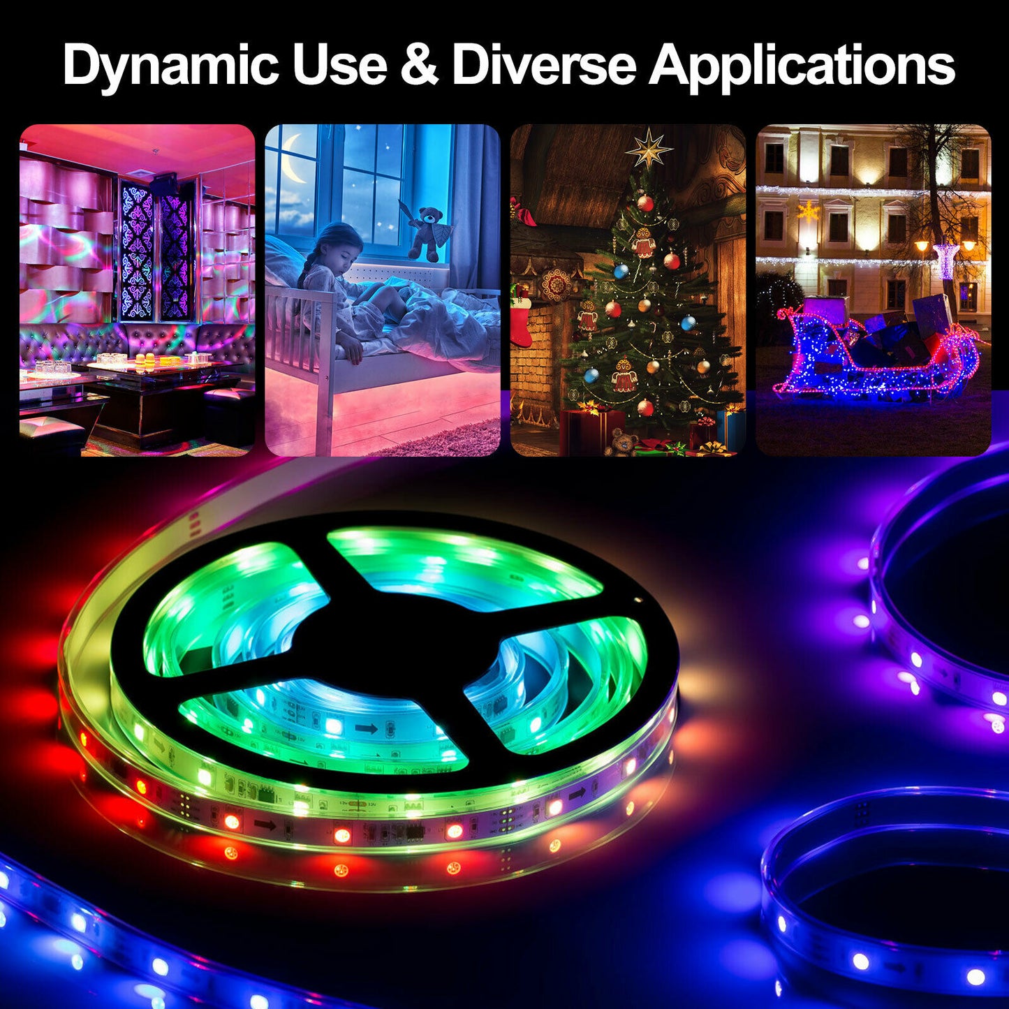 16.4FT RGB Flexible 300LED Strip Light SMD Remote Fairy Lights Room