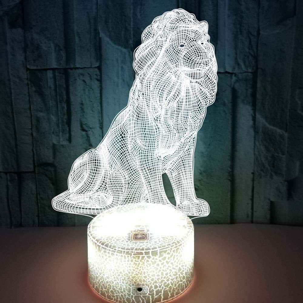 Animal Lion Colorful 3D Lamp Creative Touch