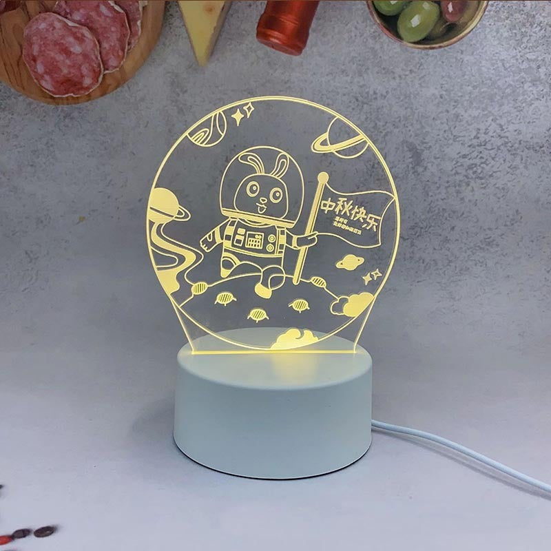 Mid-Autumn Small Night Lamp Bedside Table Decoration 3D Acrylic Table Lamp