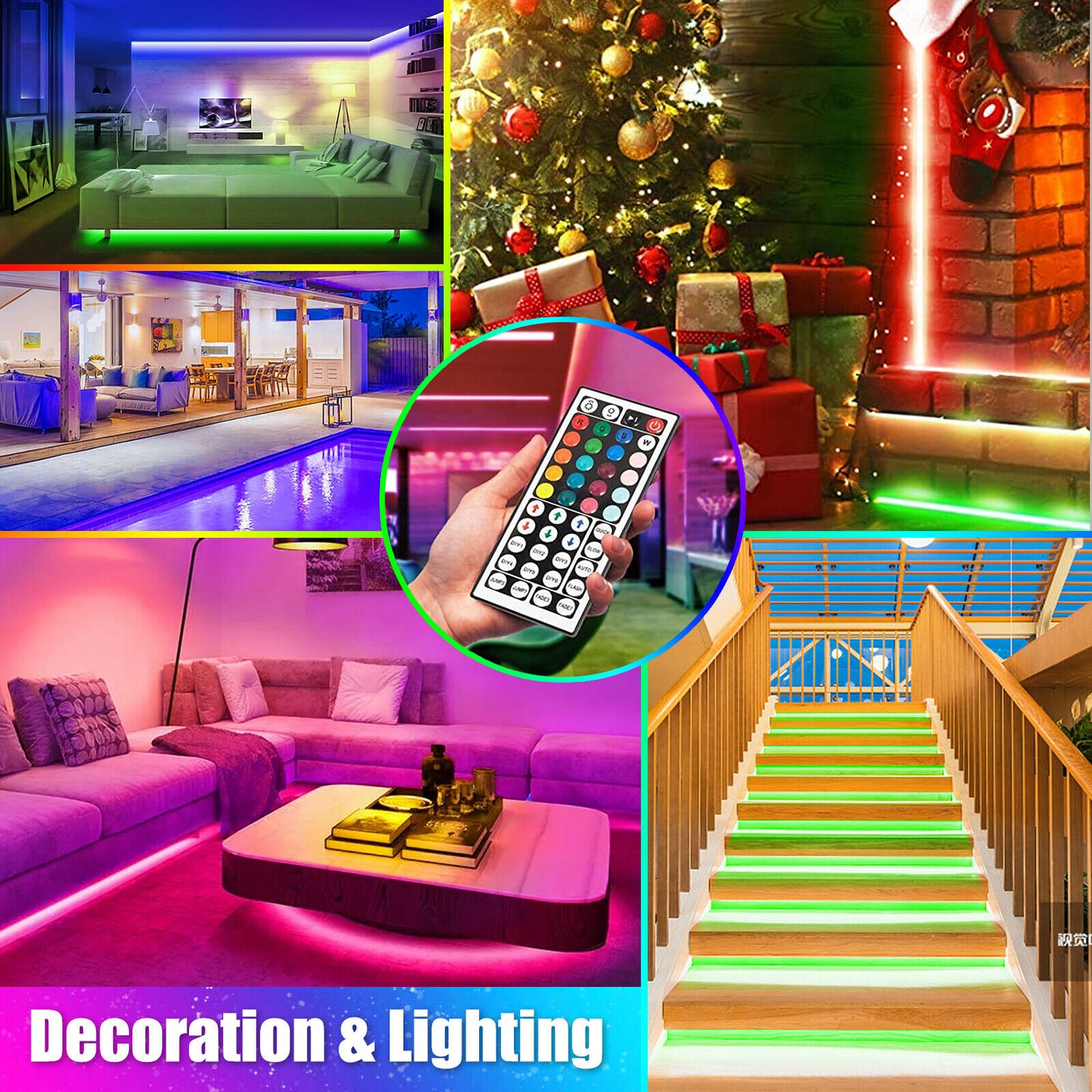 16.4FT RGB Flexible 300LED Strip Light SMD Remote Fairy Lights Room