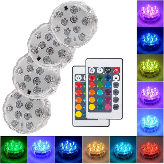 10 LED Submersible Lights Underwater Waterproof Vase Base Lamp