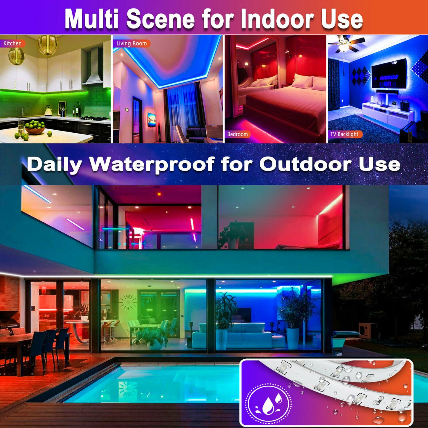 16.4FT RGB Flexible 300LED Strip Light SMD Remote Fairy Lights Room