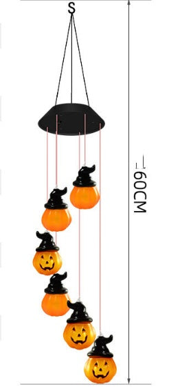 Solar Wind Chimes Halloween Horror Pumpkin Skull