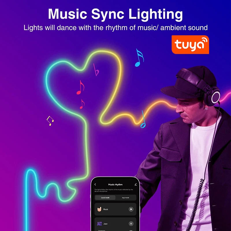 TUYA Neon LED Strip Lights 12-24V 84LEDs/M Silicone Neon Rope Light