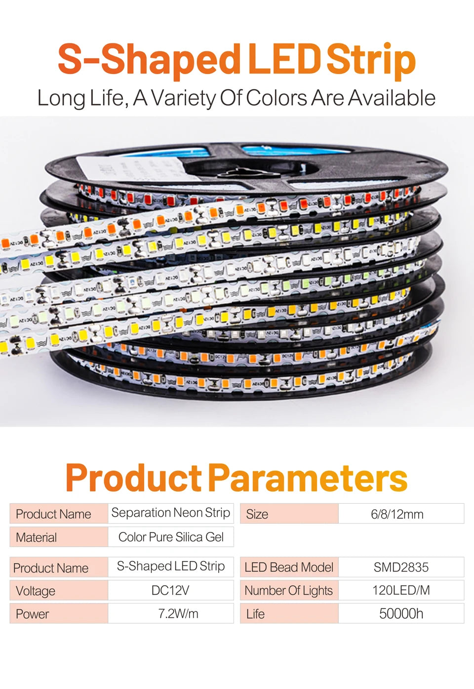 6/8mm 5M/Rolls DIY Separate Silicone Neon Strip Led Tape
