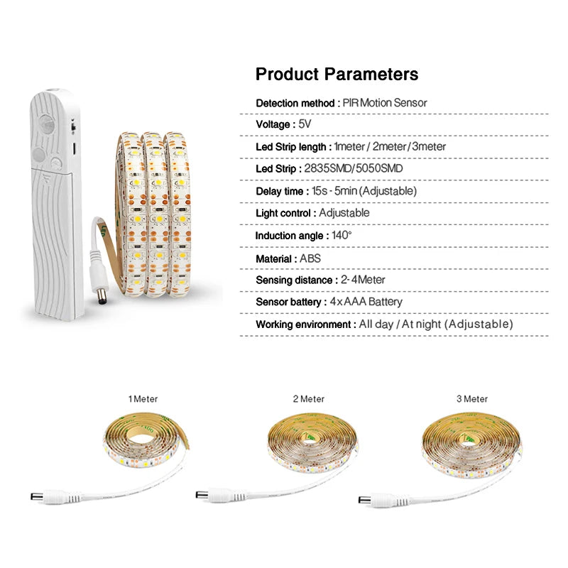 Led Light Strip PIR Motion Sensor Induction Led Strip Battery