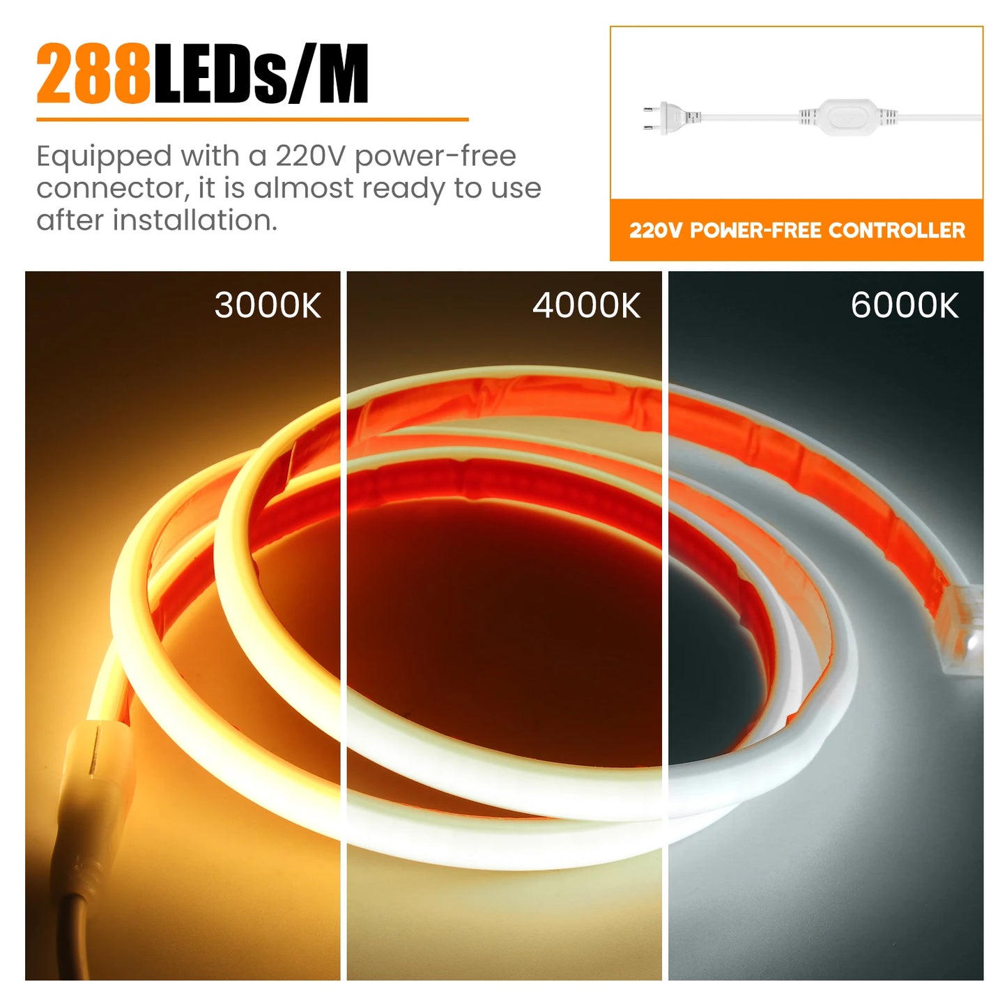 220V Dimmable Flexible Adhesive Tape for Home Garden Lighting