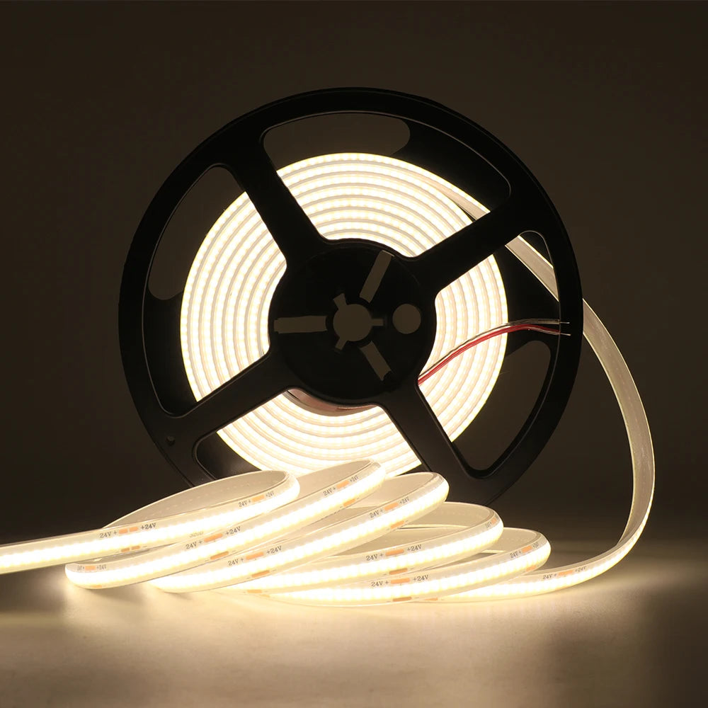 1-20M IP68 Waterproof COB LED Strip 12V 24V 320LEDs