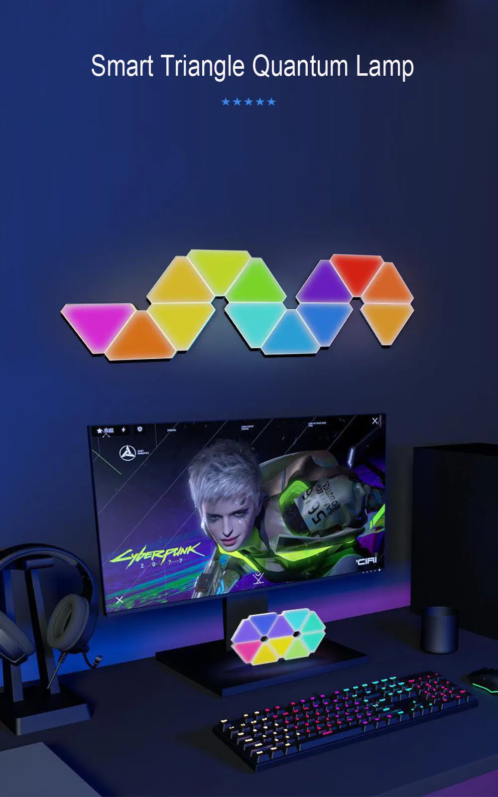 WIFI Bluetooth 5V USB Triangle Lamps Quantum LED Night Light