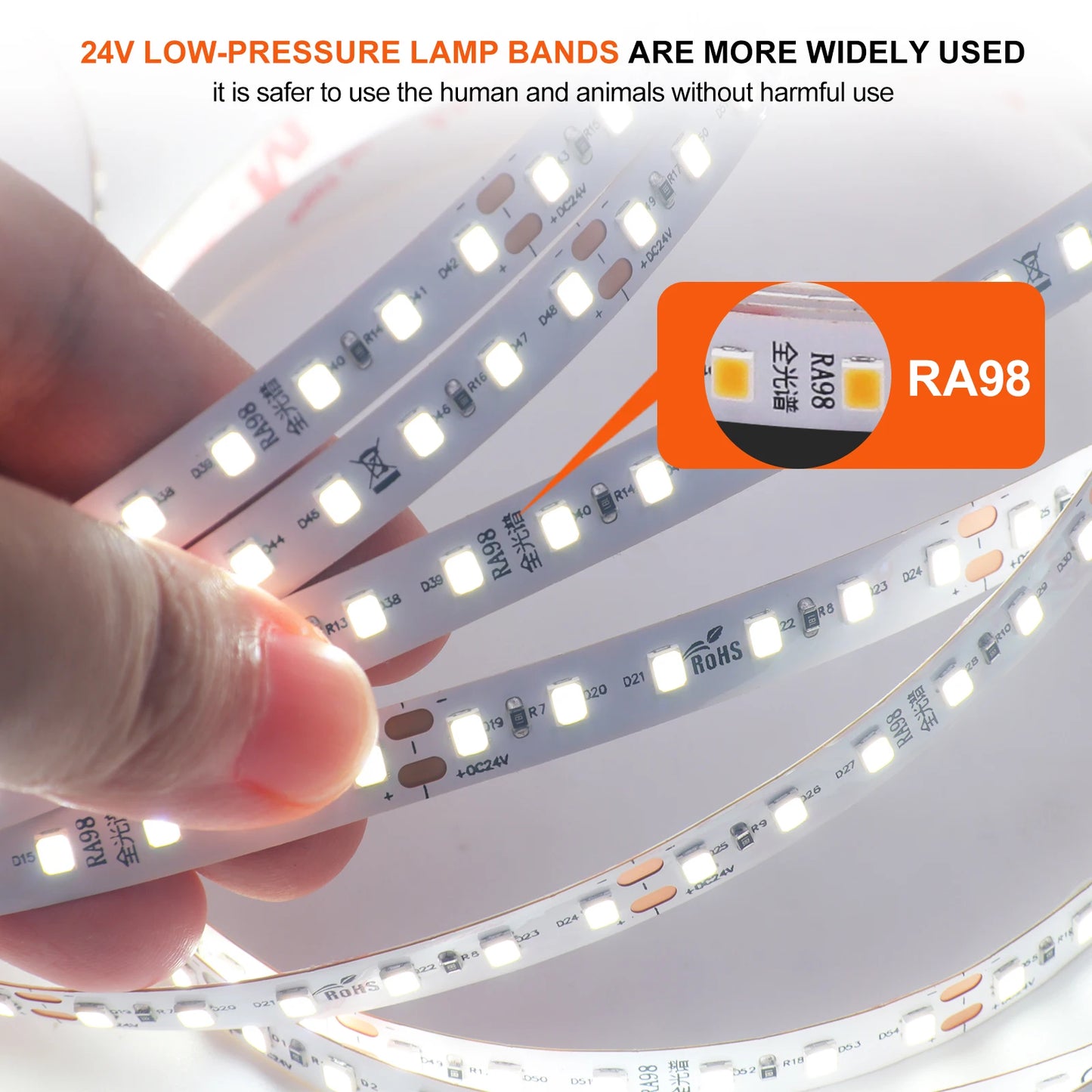 12V 24V LED Strip Light RA98 2835 120LEDs/m Flexible Tape Home Decor