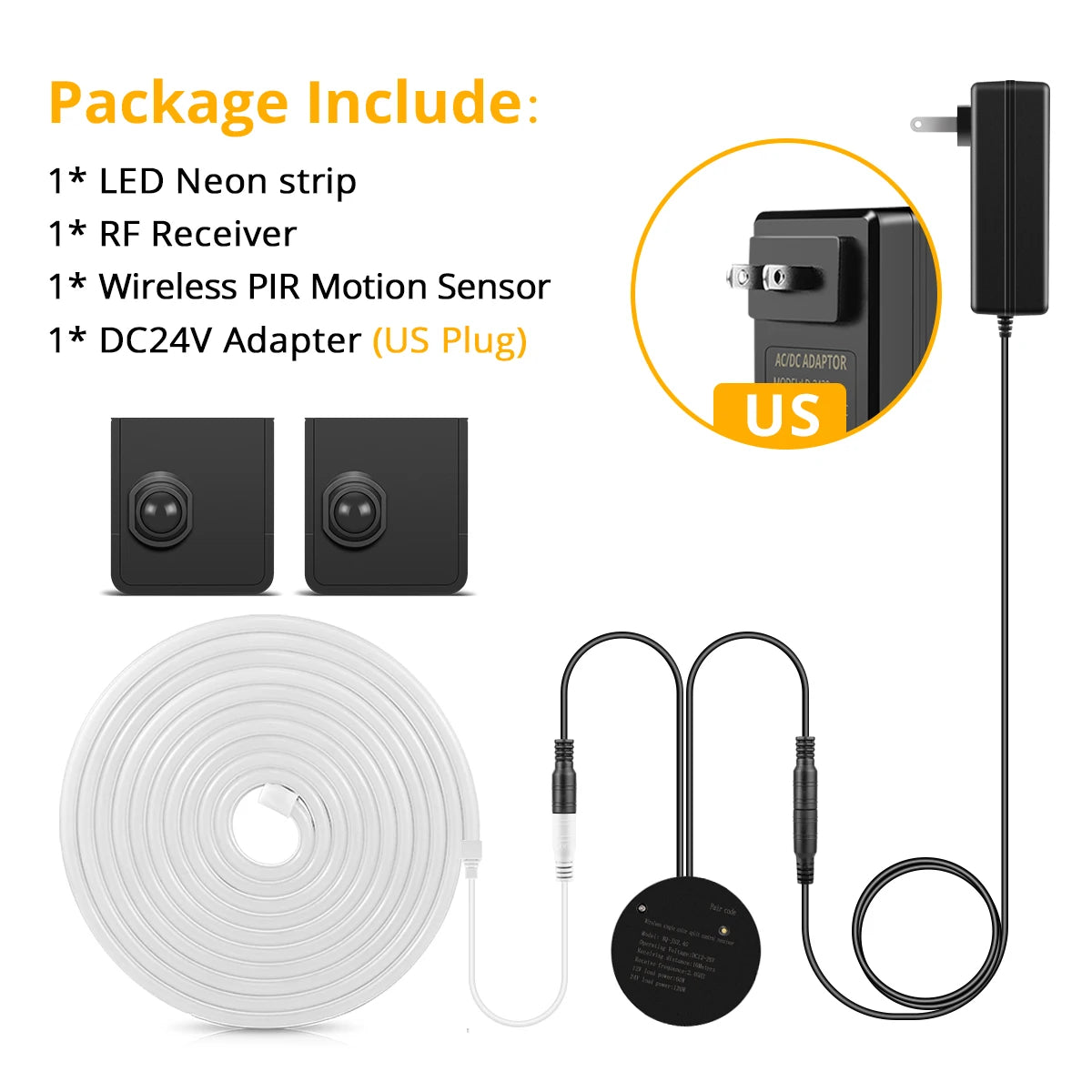 10M 5M 2M Two PIR Motion Sensor Switch 24V Neon LED Strip Light