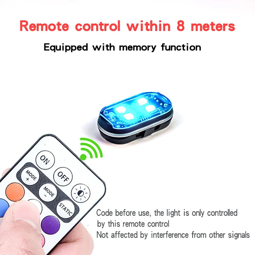 2/4pcs Wireless LED Strobe Lights Car Decor Atmosphere Light