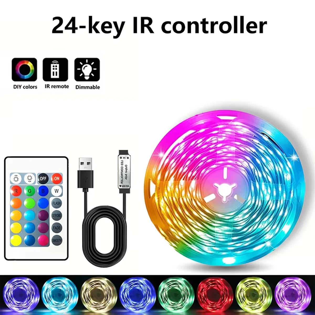 5050 RGB LED strip light with 44 keys remote control light strip
