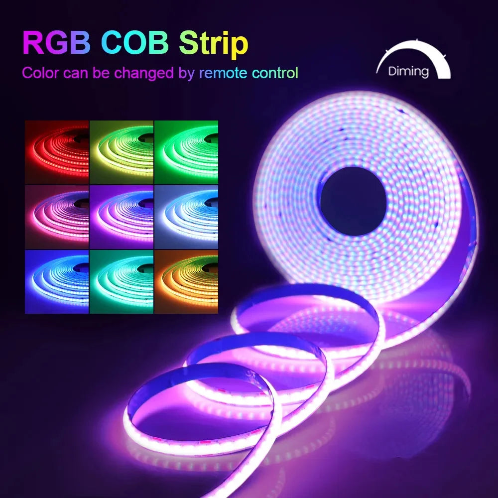 5V USB RGB COB Strip 576Leds/M Color Changing LED Strip Lights