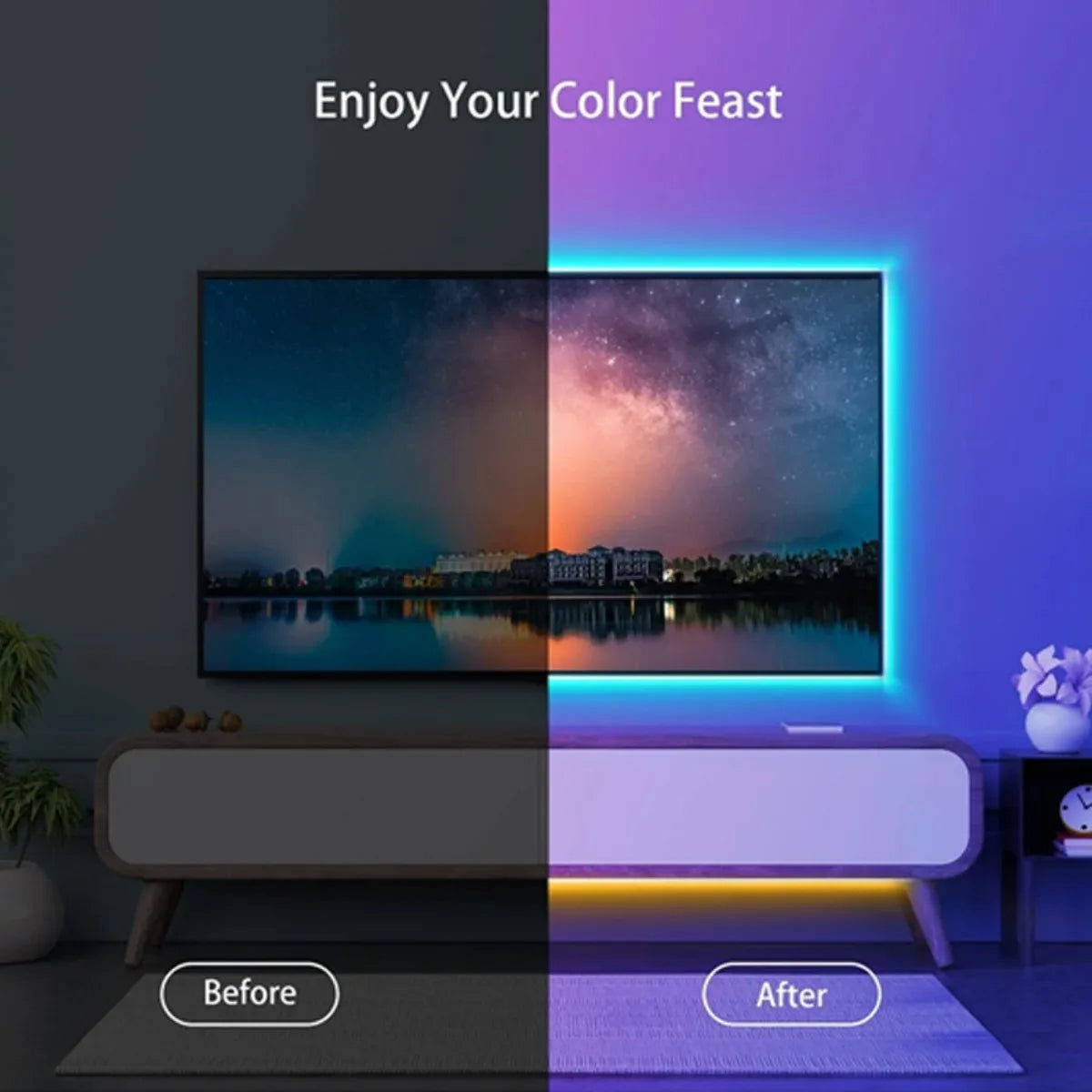5050 RGB LED strip light with 44 keys remote control light strip