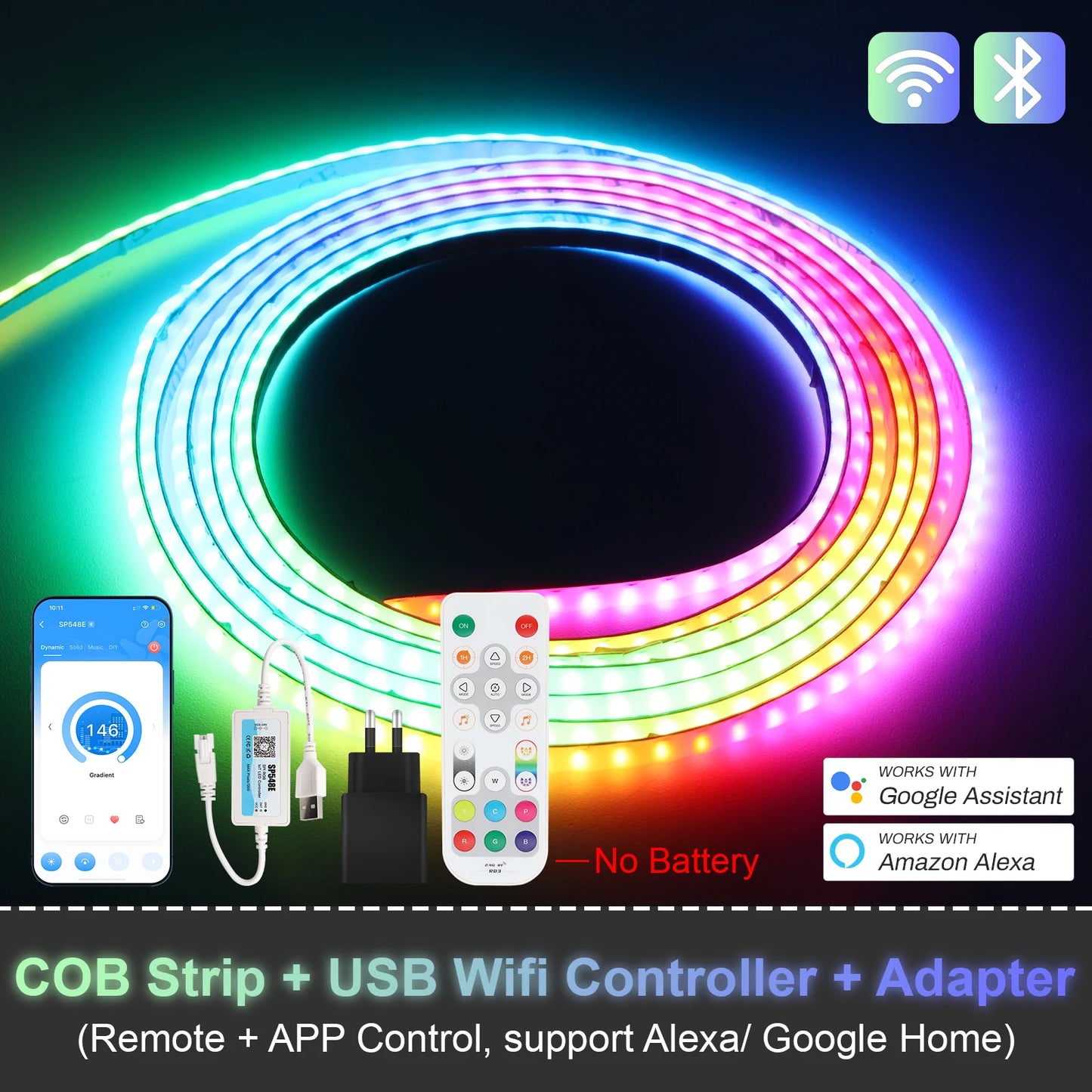 3mm 5mm 5V WS2812B Addressable COB LED Strip