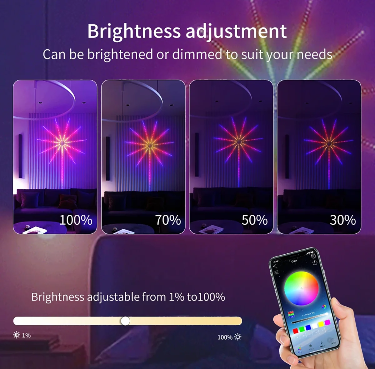 RGBIC Firework Strip Lights LED Bluetooth APP Control Neon Strip