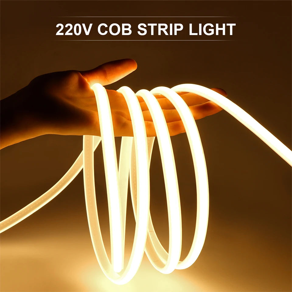 110V 220V Cob LED Strip Light Super Bright waterproof