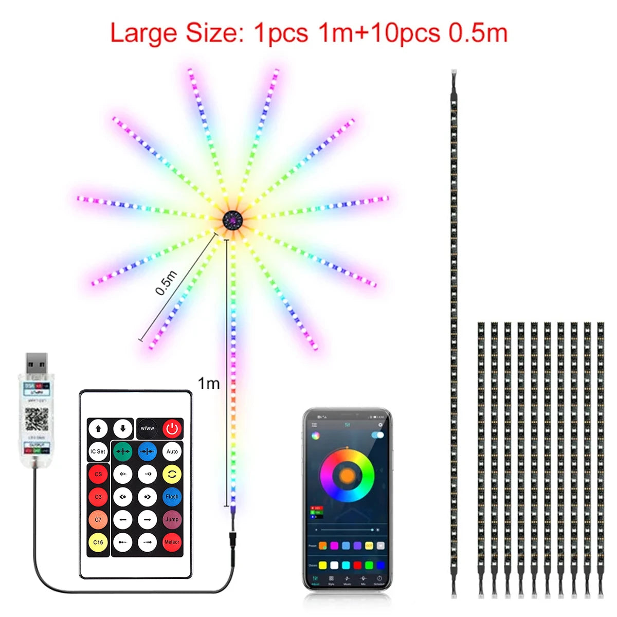 RGBIC Firework Strip Lights LED Bluetooth APP Control Neon Strip