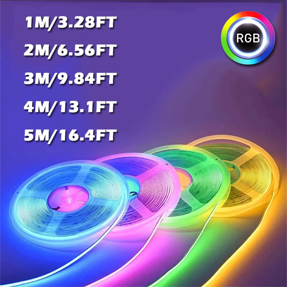 5V USB RGB COB Strip 576Leds/M Color Changing LED Strip Lights