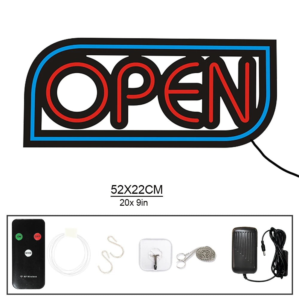 OPEN Neon Sign 20x9 Inches Ultra Bright Multiple Light AD Sign