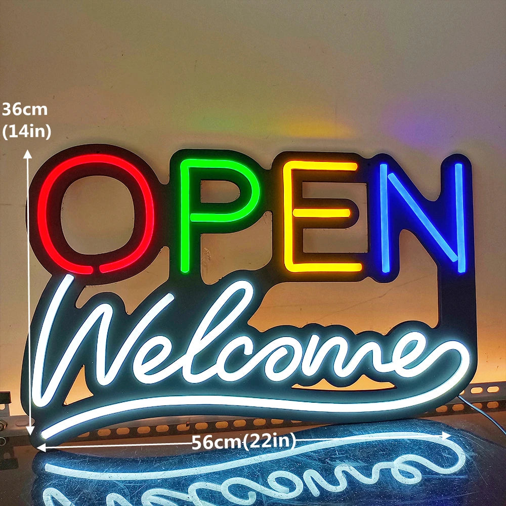 OPEN Neon Sign 20x9 Inches Ultra Bright Multiple Light AD Sign