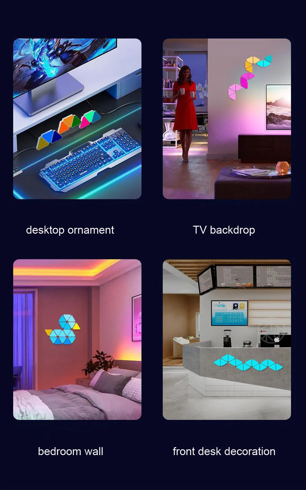 WIFI Bluetooth 5V USB Triangle Lamps Quantum LED Night Light