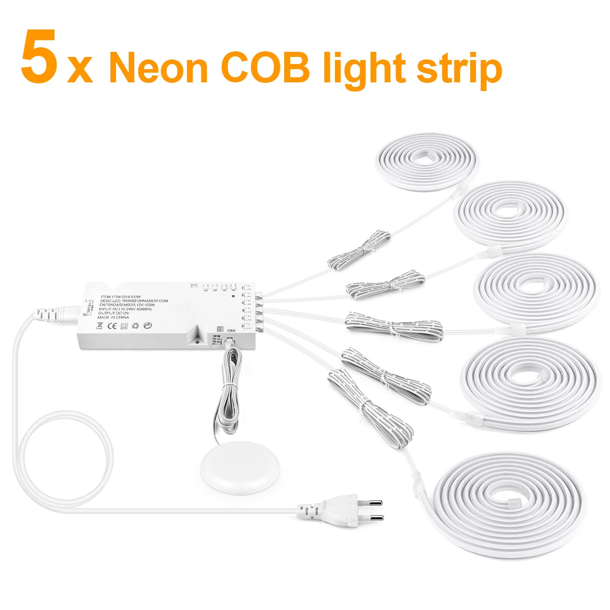 1-5Pcs Groups Neon Cob LED Strip Lights with Penetrable Wood