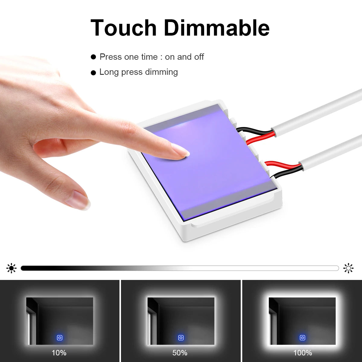 Touch Switch Makeup Mirror Light Dimmable 12V COB LED Strip Lights