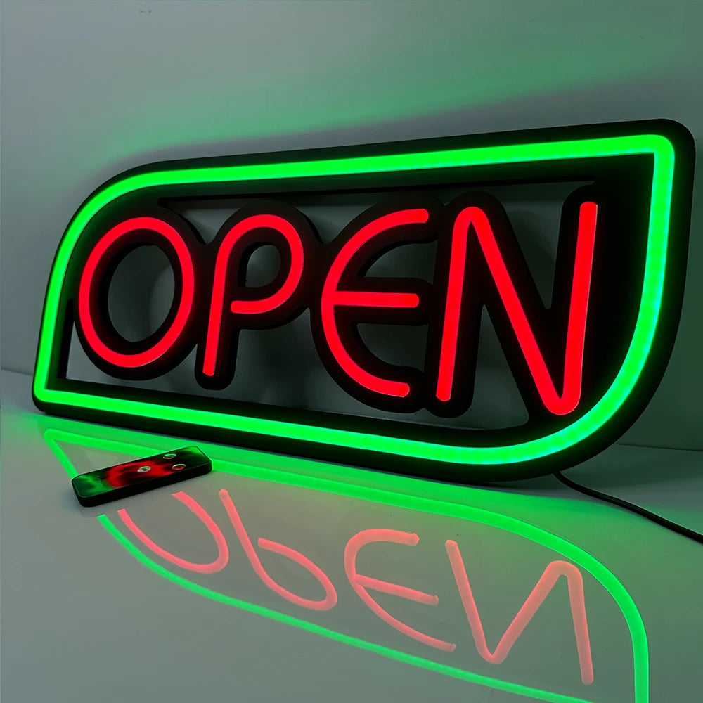 OPEN Neon Sign 20x9 Inches Ultra Bright Multiple Light AD Sign