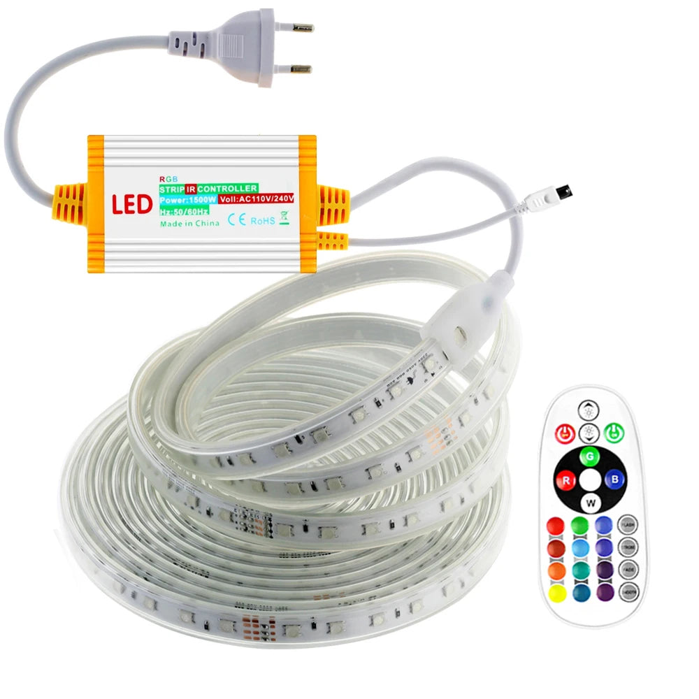 RGB LED Strip Light 220V Waterproof/Multi-Colors/Multi-Modes