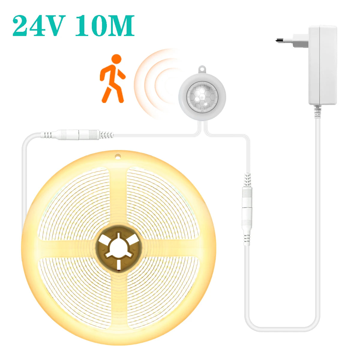 24V 10M Smart PIR Motion Sensor COB LED Strip Light