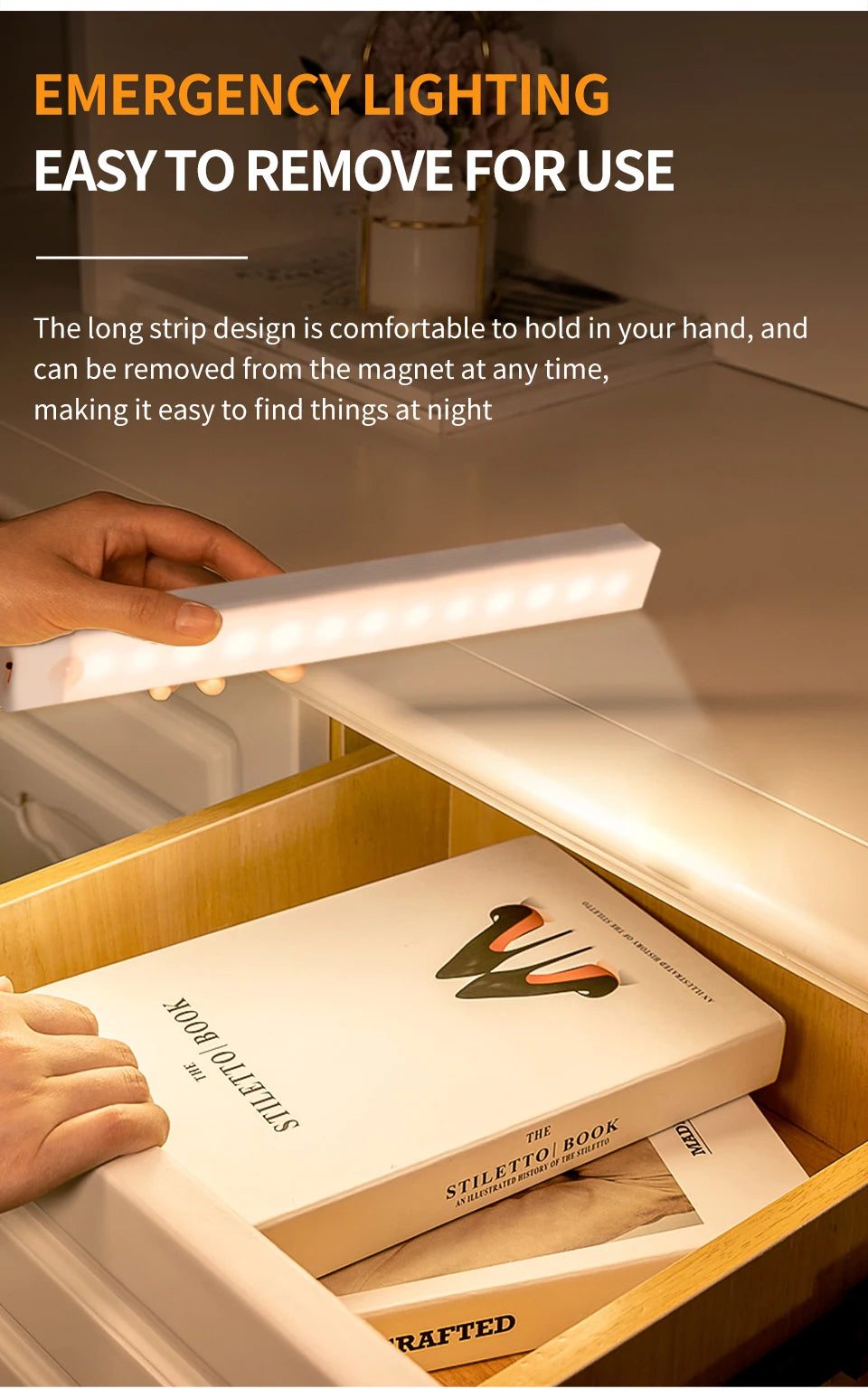 Motion Sensor LED Cabinet Light Rechargeable Induction Night Light