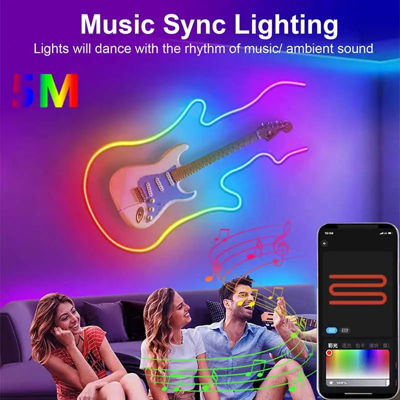 RGBIC Bluetooth Neon Led Strip Lights 5V Neon Strip Light