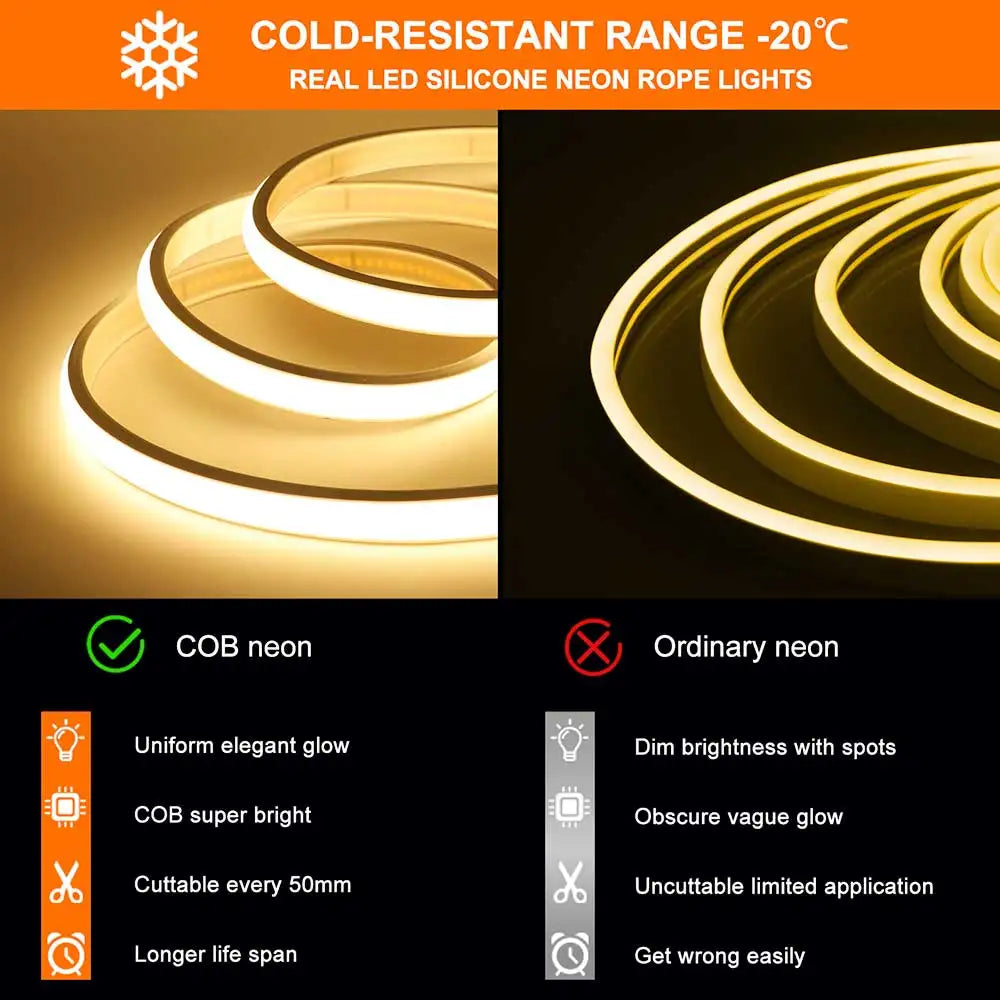 24V COB Solar Neon Light Strips Solar Flexible Lights