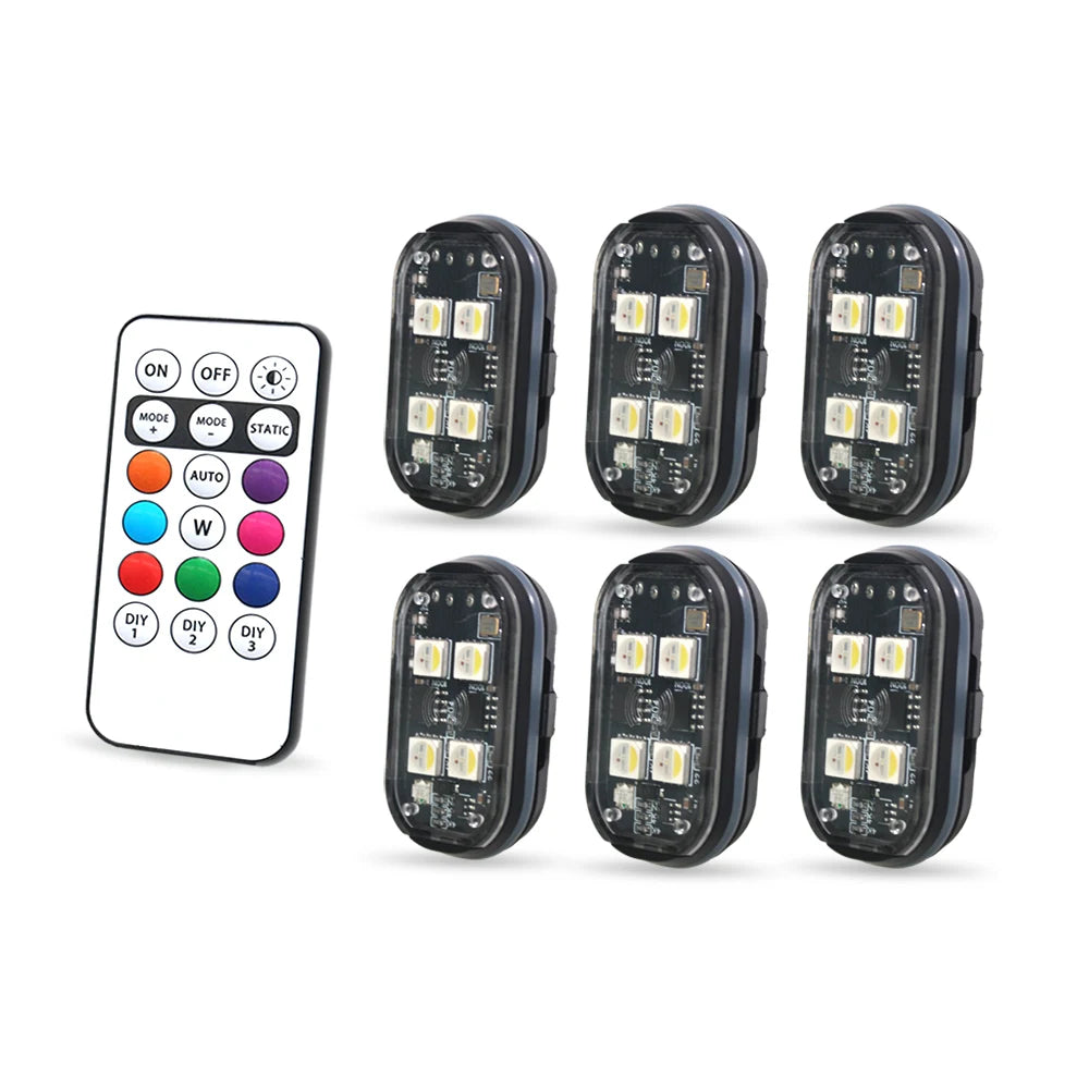 2/4pcs Wireless LED Strobe Lights Car Decor Atmosphere Light
