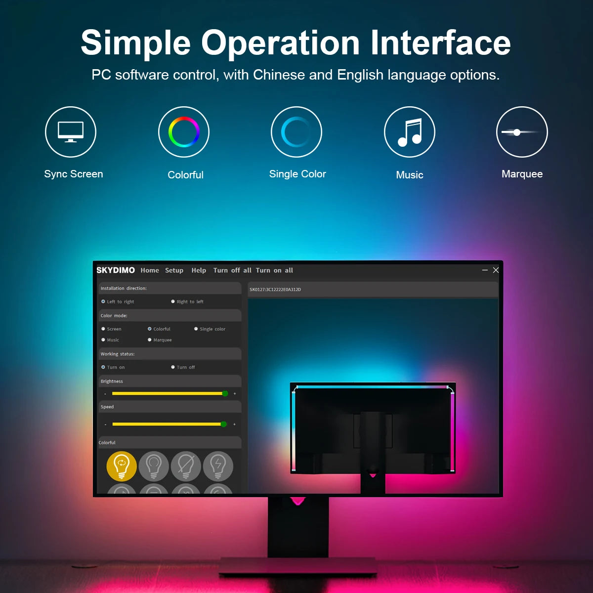 Smart Computer Monitor Sync LED Strip Light RGBIC PC Display Screen
